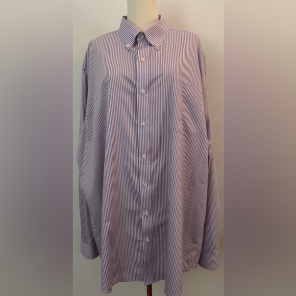 Buttoned Down Classic Blue Striped Men's Shirt Size Neck 19 - Picture 3 of 5